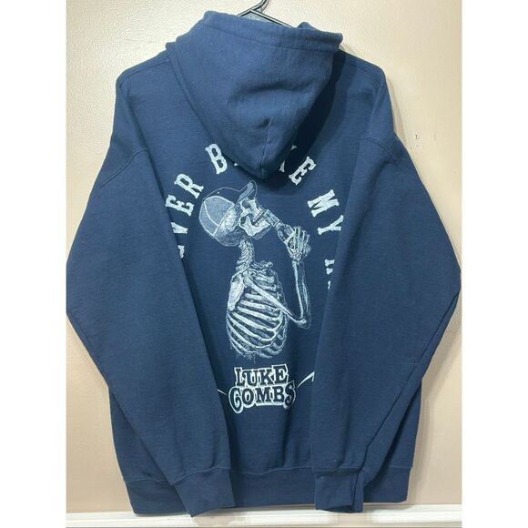 Luke Combs "Beer Never Broke My Heart" Dark Blue Concert Hoodie Sweatshirt Large - Picture 11 of 12